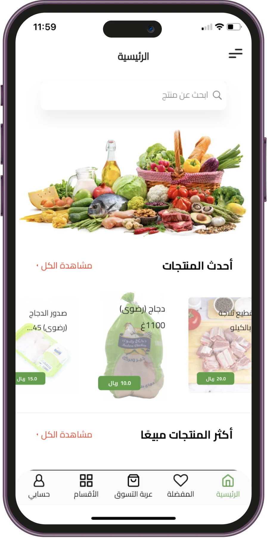 شاشة المنتج